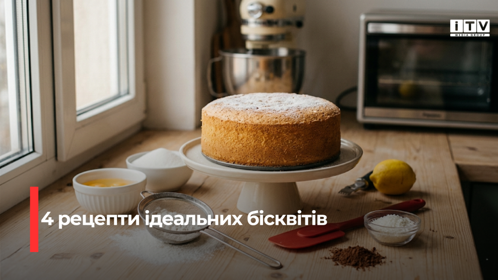 Фото до матеріалу: 4 рецепти ідеальних бісквітів: класичний, шоколадний, лимонний та кокосовий