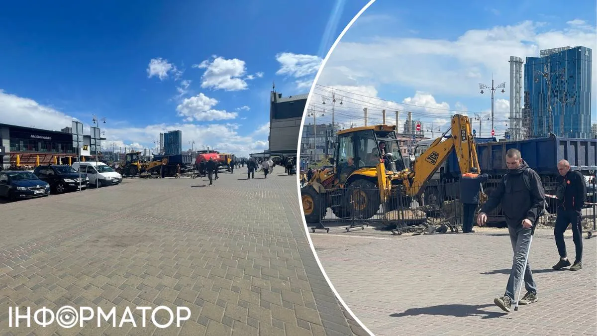 Фото до матеріалу: Прорив труби біля вокзалу в Києві: комунальники ліквідовують аварію