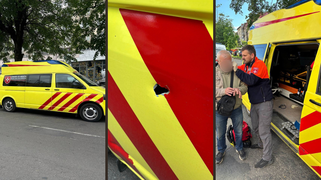 Фото до матеріалу: “Швидка” Мальтійської служби постраждала від обстрілу у Франківську (ФОТО)