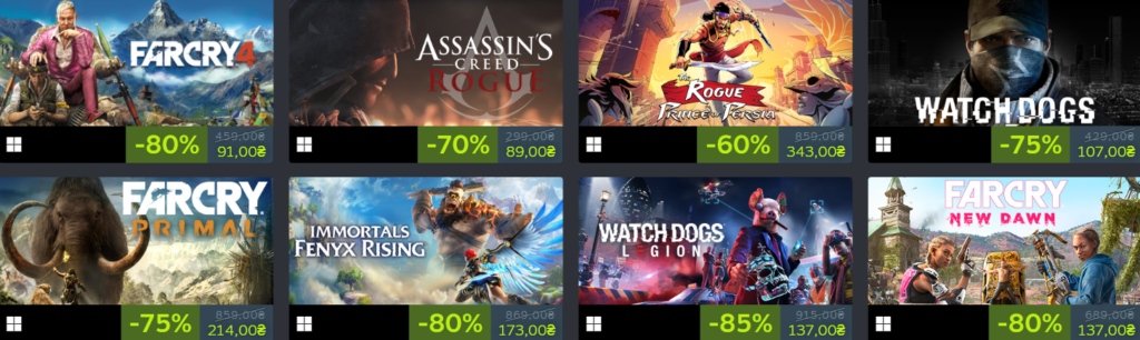 Фото до матеріалу: У Steam розпочався масштабний розпродаж ігор Ubisoft