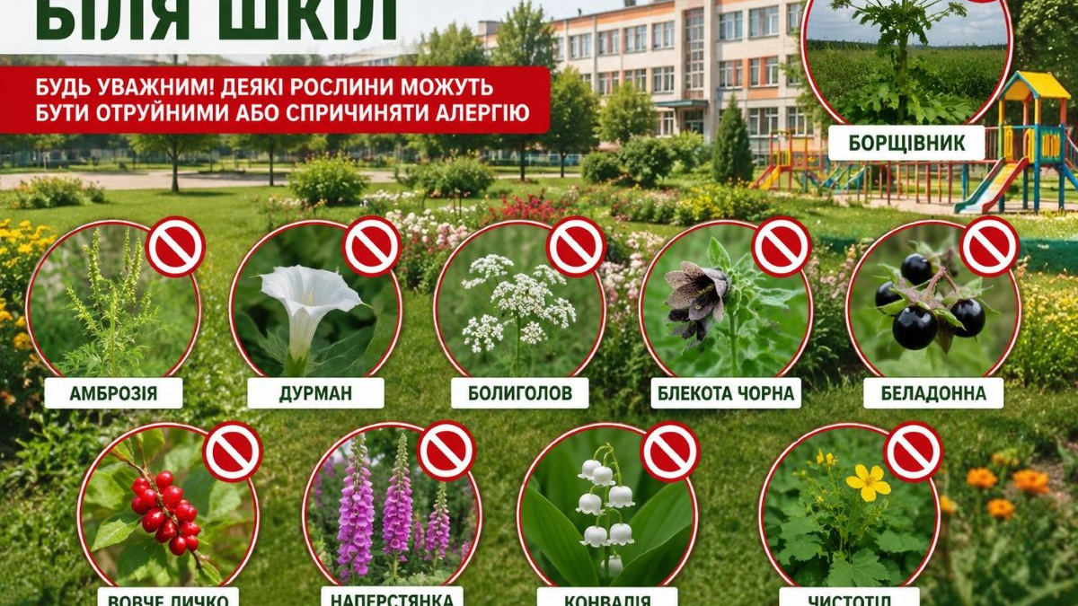 Фото до матеріалу: Небезпечні рослини біля шкіл: що заборонено висаджувати, розповіли у Держпродспоживслужбі