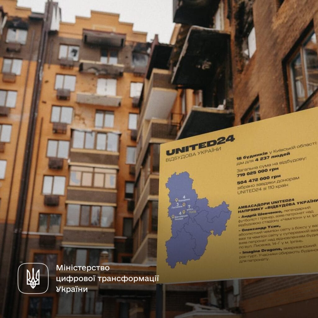 Фото до матеріалу: UNITED24 фінансуватиме відбудову житла на Київщині: 18 будинків у Ірпені, Бородянці та Гостомелі
