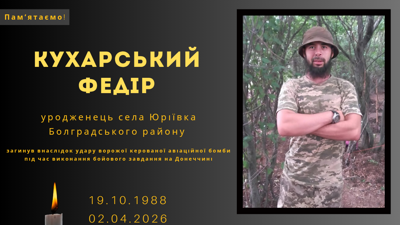 Фото до матеріалу: Пам'яті героя з Болградщини: Федір Кухарський загинув на Донбасі