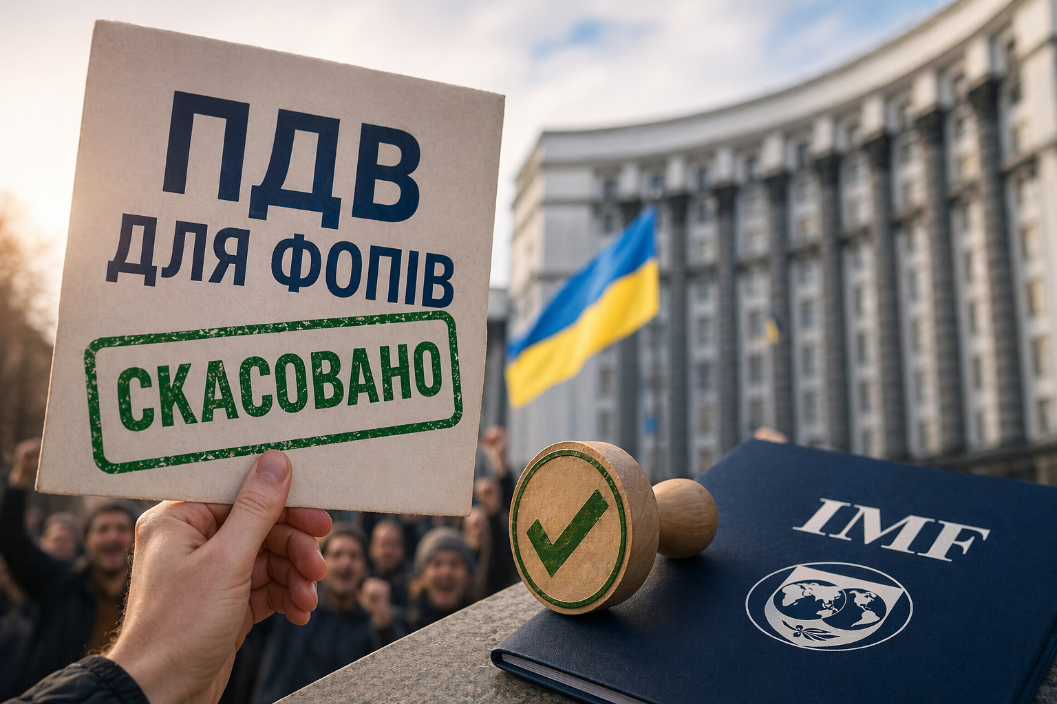 Фото до матеріалу: ПДВ для ФОПів скасовано: як суспільство змусило МВФ відступити