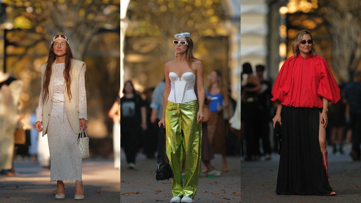 Фото до матеріалу: Як одягалися гості Ukrainian Fashion Week SS26: сміливі аксесуари, тваринний принт і бум червоного