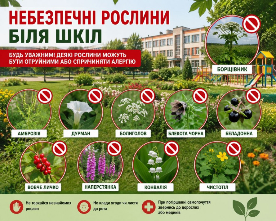 Фото до матеріалу: Небезпечні рослини біля шкіл: що заборонено висаджувати, розповіли у Держпродспоживслужбі
