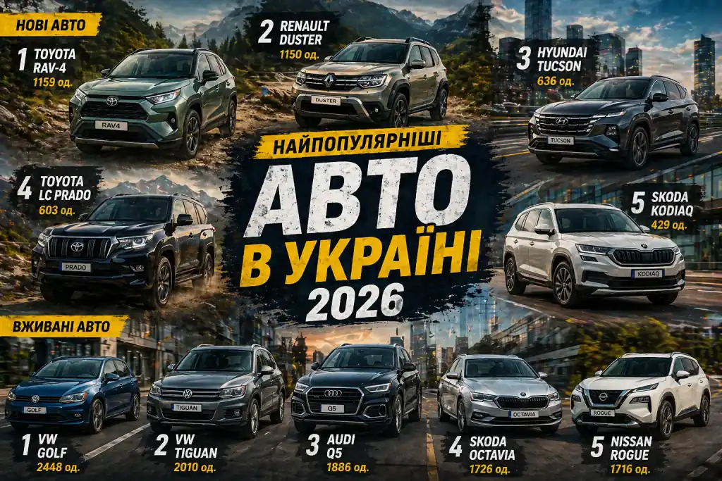 Фото до матеріалу: Найпопулярніші авто в Україні 2026: рейтинг нових та вживаних моделей