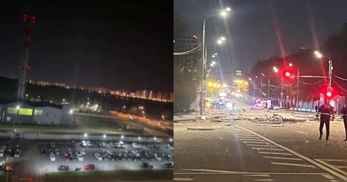 Фото до матеріалу: Москву вночі атакували дрони: уламки падали на вулиці, один врізався у ЖК