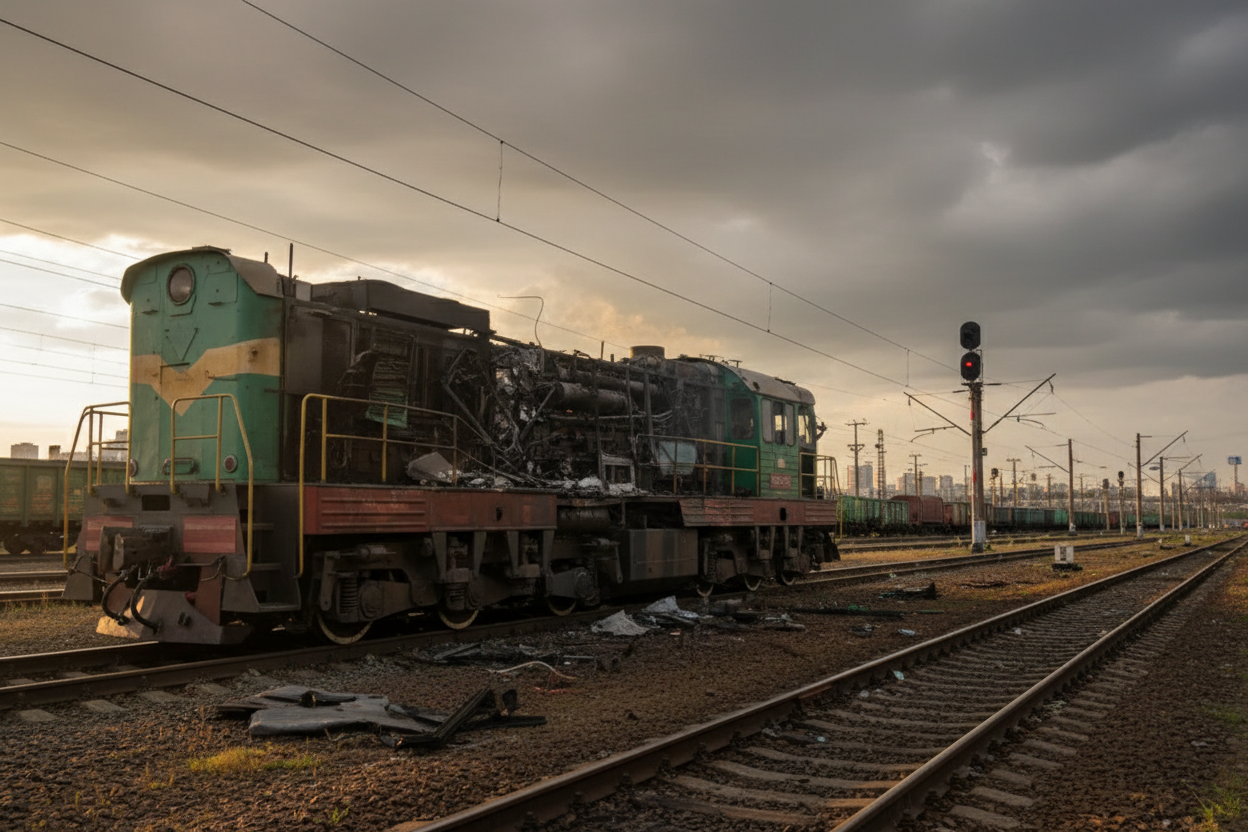 Фото до матеріалу: Атака на Харківщині та Київ: пошкоджено локомотиви, є жертви