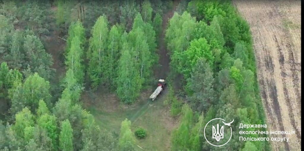 Фото до матеріалу: Дрон виявив трактор із краденими березами на Коростенщині