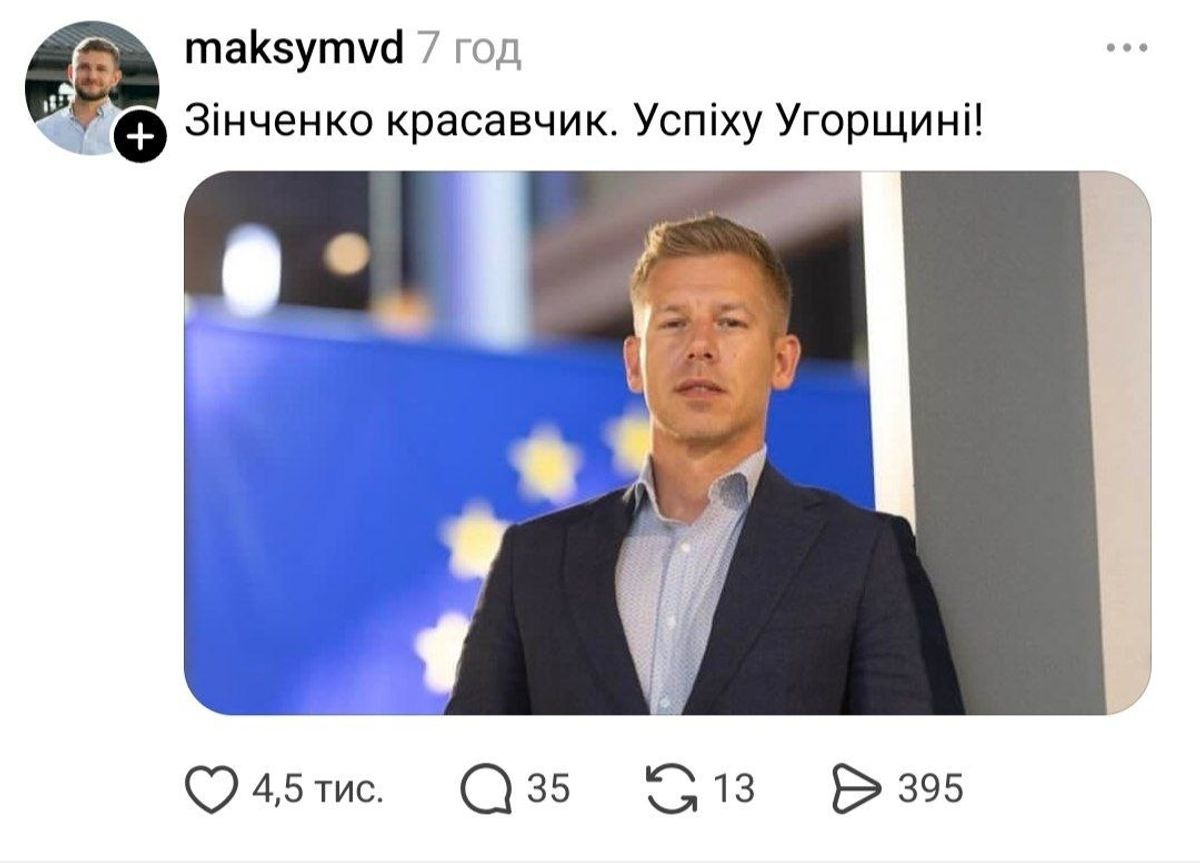 Фото до матеріалу: Мем дня: Зінченко переміг у виборах в Угорщині