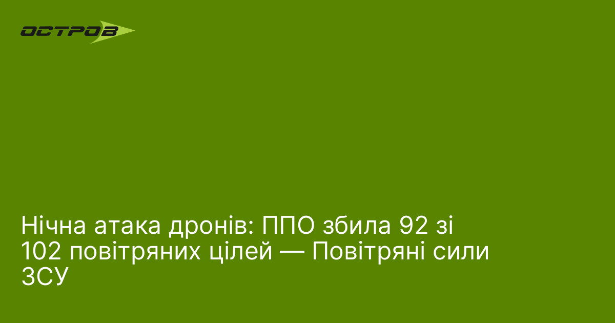 Фото до матеріалу: Нічна атака дронів: ППО збила 92 зі 102 цілей, Повітряні сили ЗСУ