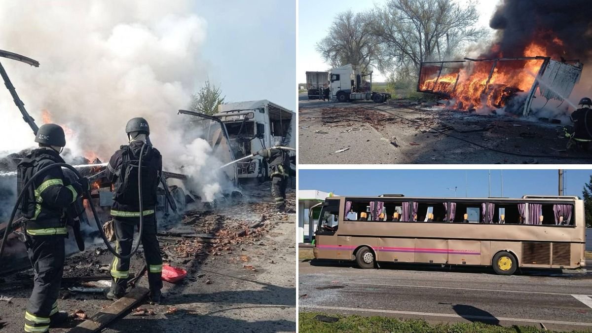 Фото до матеріалу: Атака дроном на трасі Дніпро-Кривий Ріг: діти з пошкодженого автобуса залишилися на ніч у громаді