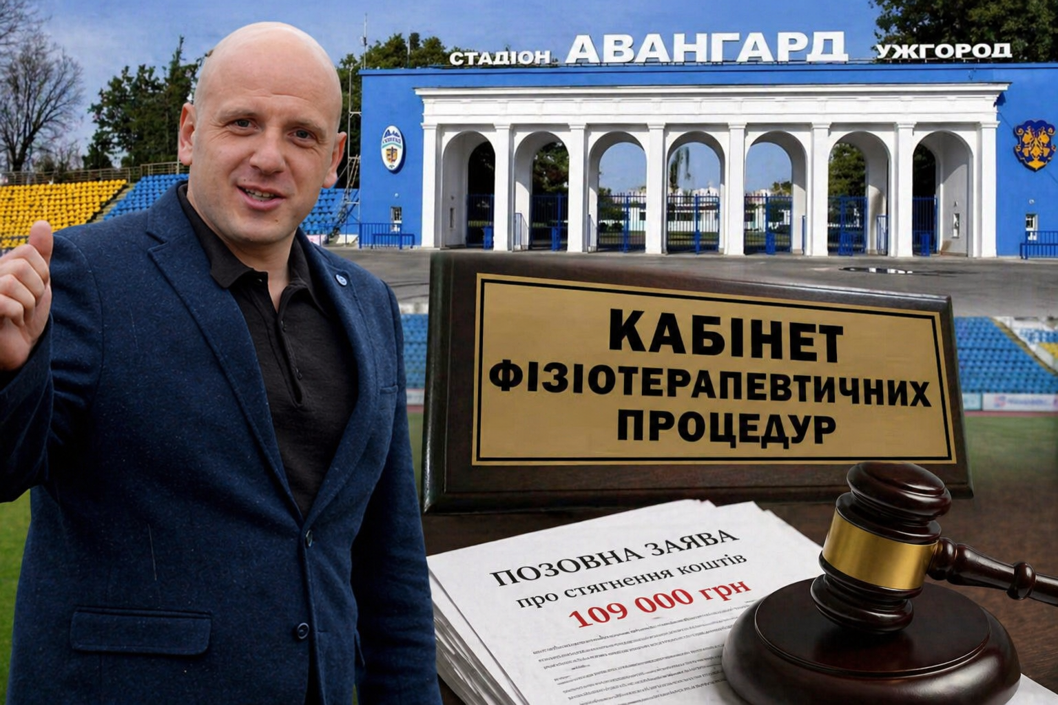 Фото до матеріалу: Скандал в Ужгороді: директор стадіону «Авангард» судиться з фізіотерапевтом з Дніпра через борг у 109 тисяч