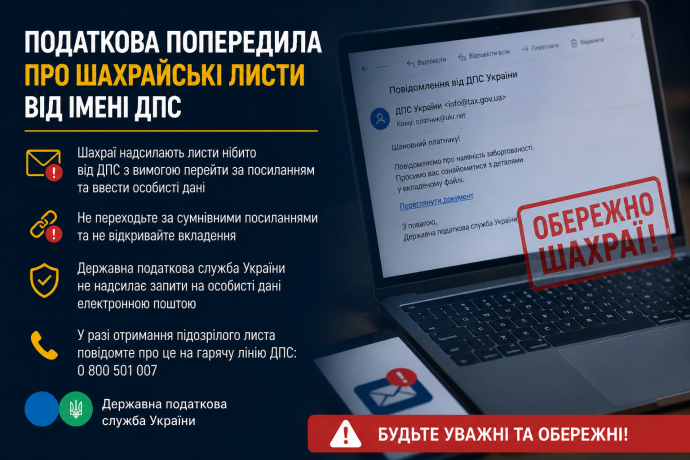 Фото до матеріалу: ДПС попереджає про шахрайські листи з підозрілими посиланнями