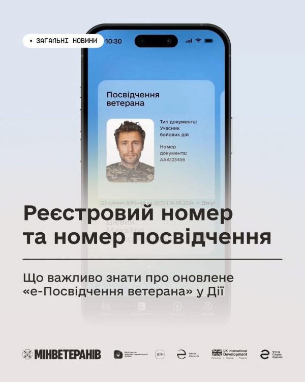 Фото до матеріалу: Оновлене е-Посвідчення ветерана в Дії: що означає новий 11-значний номер та як ним користуватися