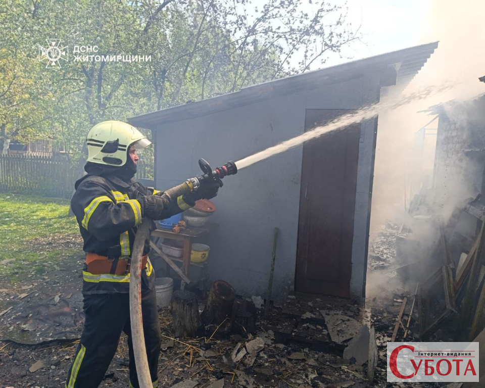 Фото до матеріалу: На Коростенщині вогонь поширився на дві господарчі будівлі: рятувальники розповіли подробиці