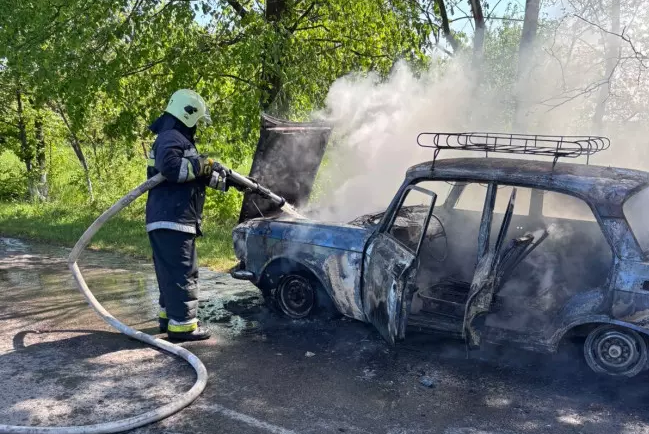 Фото до матеріалу: У Годи-Добровідці на Прикарпатті загорівся автомобіль: рятувальники оперативно вгамували вогонь