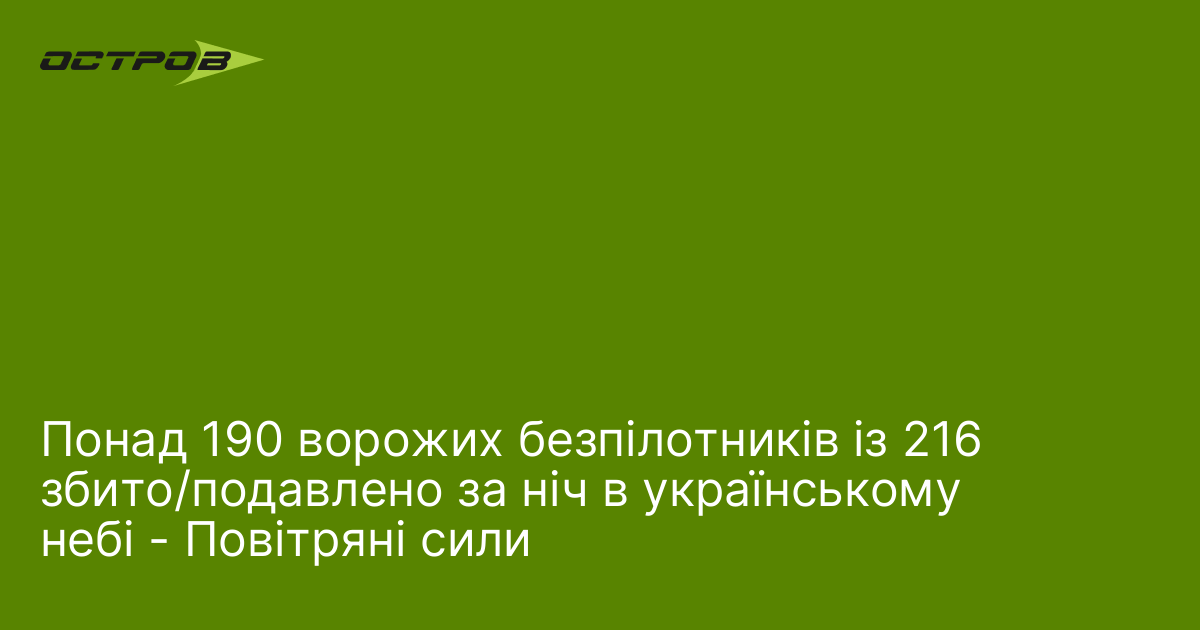 Фото до матеріалу: Понад 190 ворожих безпілотників із 216 збито/подавлено за ніч в українському небі - Повітряні сили