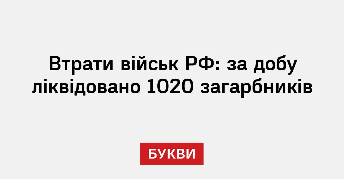 Фото до матеріалу: Втрати військ РФ: за добу ліквідовано 1020 загарбників