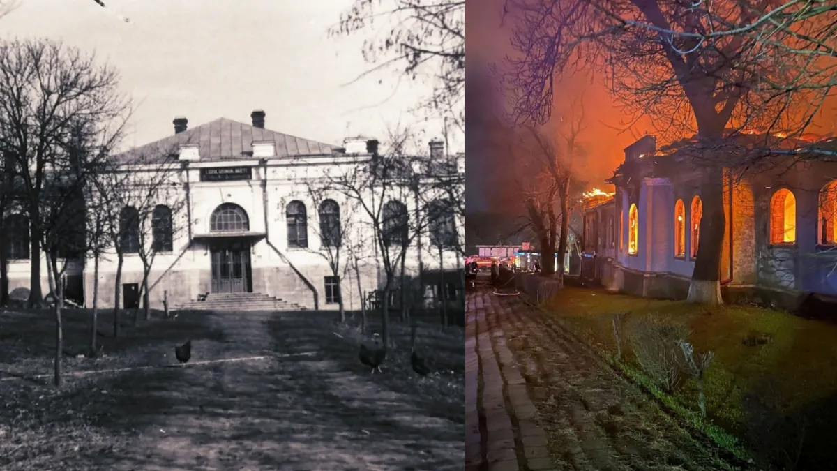 Фото до матеріалу: Вогонь знищив пам'ятку бессарабських німців у Бессарабському: історія гімназії, що згоріла
