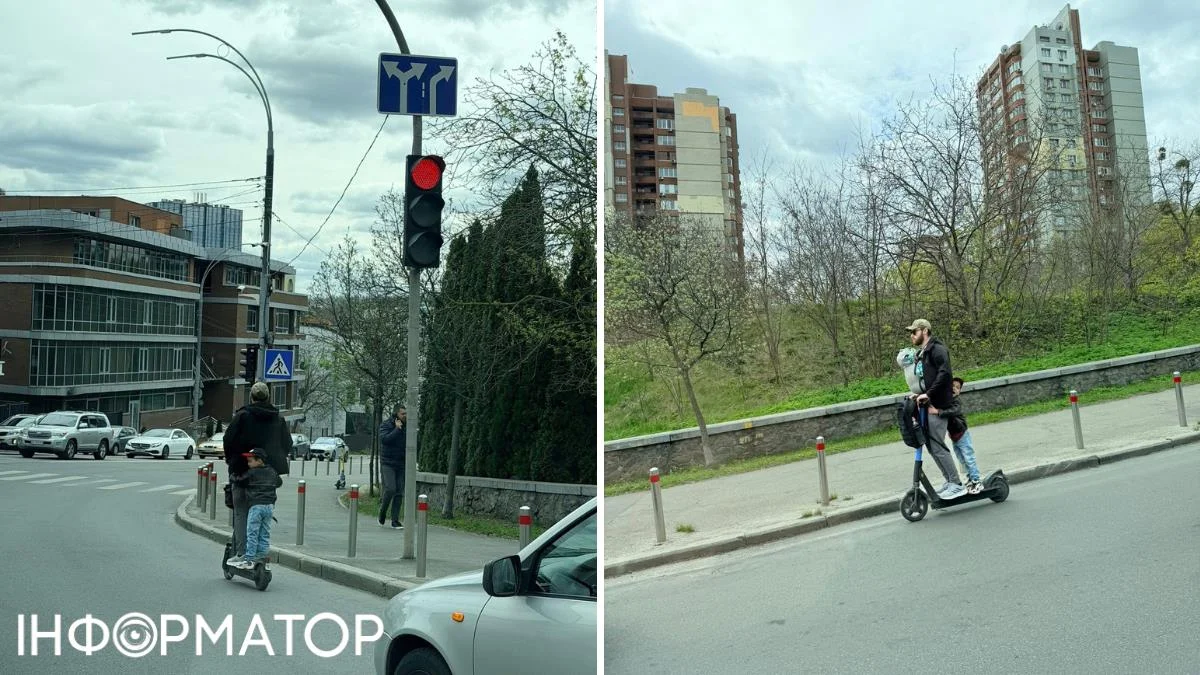 Фото до матеріалу: Киянина викрили на небезпечній поїздці з двома дітьми на електросамокаті