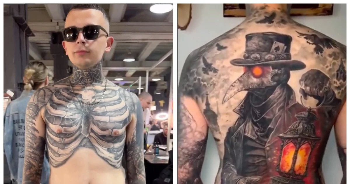 Фото до матеріалу: Львів'янин побив світовий рекорд Zombie Boy, набивши 230 татуювань скелета